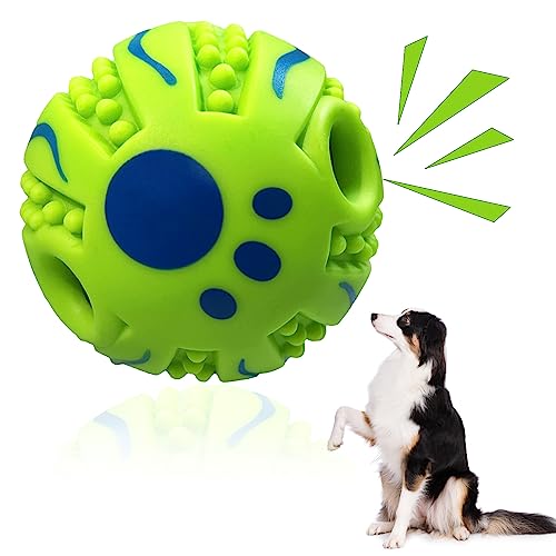 XXRXW Wobble Giggle Ball for Dogs 3.94in Spiky Dog Ball Interactive Pet Toy Funny Giggle Sounds Teeth Cleaning Playing Training Herding Balls for Medium Large Dogs Gift