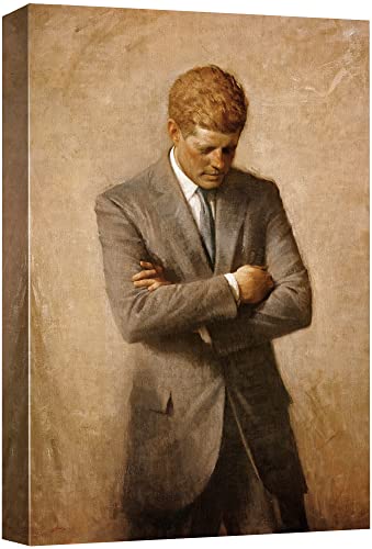 wall26 Canvas Print Wall Art Portrait of John F. Kennedy People Pop Culture Historical Realism Famous Closeup Colorful Multicolor Classical for Living Room, Bedroom, Office - 16'x24'