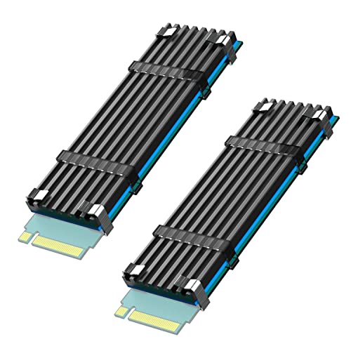 GLOTRENDS M.2 Heatsink for 2280 M.2 SSD, Fit for PC/PS5/PS5 Slim Installation, 22x70x3mm Aluminum Body, Including Thermal Pad (2 Packs)