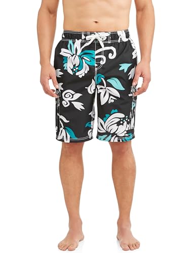 Kanu Surf Men's Barracuda Swim Trunks (Regular & Extended Sizes), Oahu Black, Medium