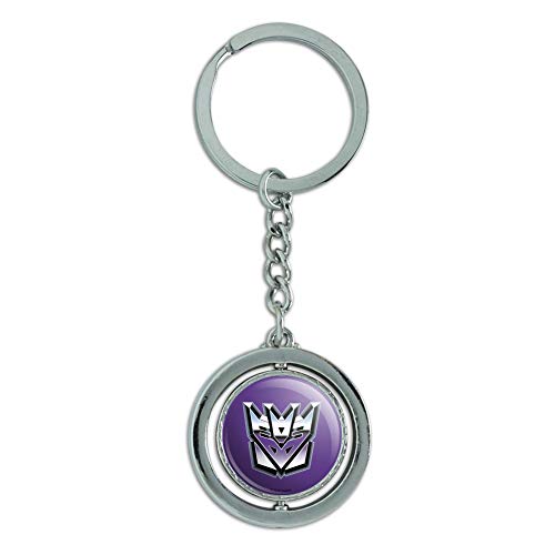 GRAPHICS & MORE Transformers Decepticon Symbol Retro Keychain Spinning Round Chrome Plated Metal