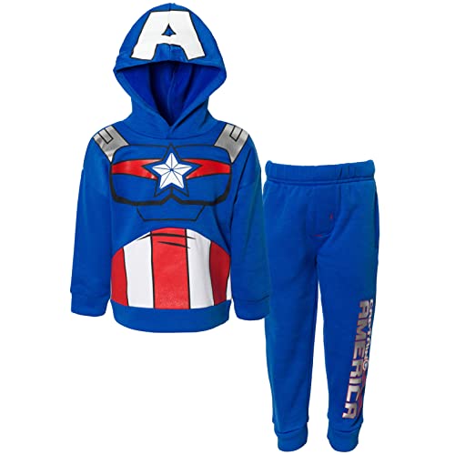 Marvel Avengers Captain America Toddler Boys Cosplay Fleece Pullover Hoodie Pants Set 5T