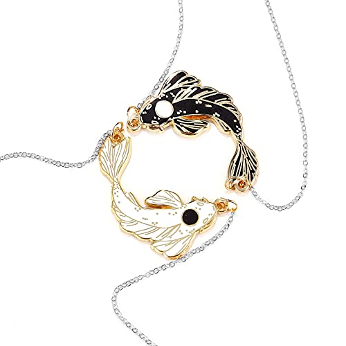 Yin Yang Couple Necklace 2 Pieces Lucky Fish Matching Necklaces For Couples, Him and Her, Boyfriend Girlfriend Jewelry (Set)