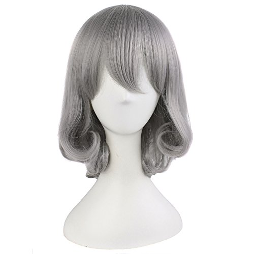 MapofBeauty Short Straight Hair Anime Costume Cosplay Wigs (Silver)