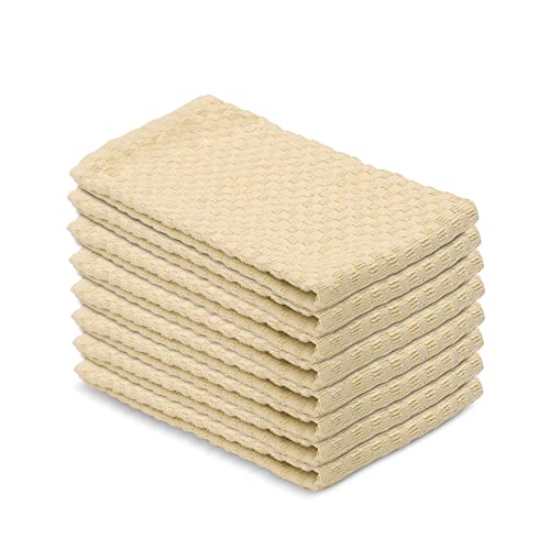 DG Collections Terry Dish Towels, 100% Cotton Kitchen Towels, Set of 8 (15x25 inch) Hand Towels - 400 GSM, Absorbent Terry Cloth Dish Towels for Kitchen, Soft Tea Towels - Beige Color