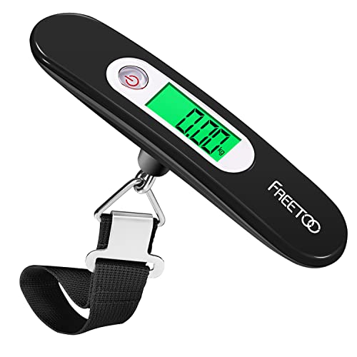 FREETOO Luggage Scale Portable Digital Hanging Scale for Travel, Suitcase Weight Scale with Superior Piano Lacquer 110 Lb/ 50Kg Capacity, Battery Included (Black)