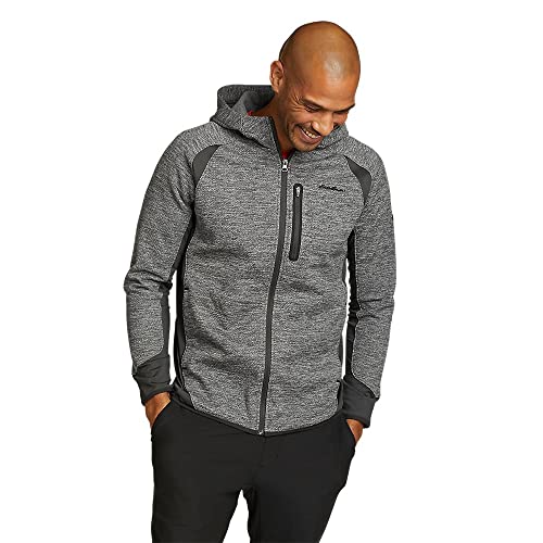 Eddie Bauer Men's Cloud Layer Hybrid Full-Zip Hoodie, Heather Gray, Large