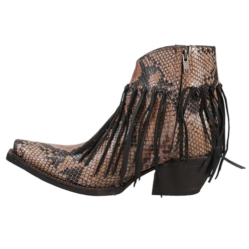Tony Lama Women's Anahi Fringe Fashion Booties Snip Toe Tan 8.5 M