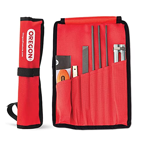 Oregon Universal Chainsaw Field 7pc Sharpening Kit - Includes 5/32-Inch, 3/16-Inch, and 7/32-Inch Round Files, 6-Inch Flat File, Handle, Filing Guide, and Travel Pouch (617067)