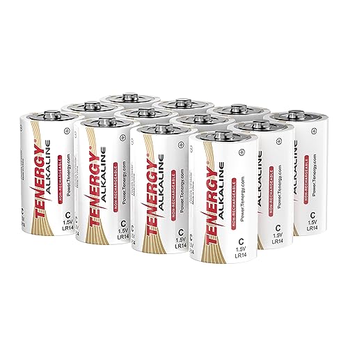 Tenergy 1.5V C Alkaline LR14 Battery, High Performance C Non-Rechargeable Batteries for Clocks, Remotes, Toys & Electronic Devices, Replacement C Cell Batteries, 12 Pack