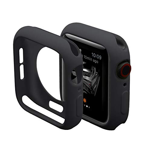 Hontao Ultra Thin Soft TPU Shockproof Bumper Case for iWatch Apple Watch Series SE 6/5/4 Black 44mm