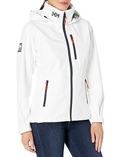 Helly Hansen Women's Crew Hooded Waterproof Windproof Breathable Rain Jacket, 001 White, Medium