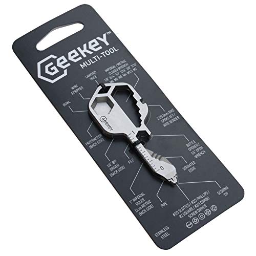 Geekey Multi-tool | Original Key Shaped Pocket Tool | Stainless Steel Keychain Utility Gadget | 16+ Tools | TSA Safe Multitool | Gift for Men, Women, Christmas, Groomsmen, Birthday, Stocking Stuffer