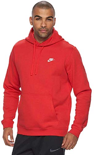 Men's Nike Club Fleece Pullover Hoodie (University Red White, MEDIUM)