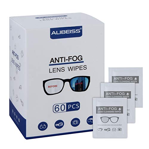 ALIBEISS Anti-Fog Lens Wipes Pre-Moistened Anti-Fog Wipes, 6inch X 5inch,for Eye Glasses (60 Pack)