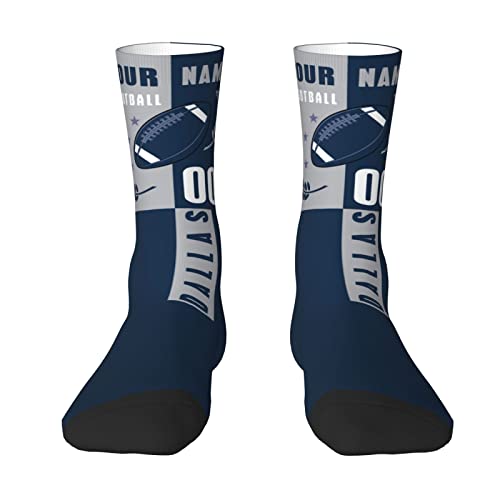 Jwpibuk Personalize Socks Dallas Customized Name Number One Size Fits Most Gift for Men Women Teens