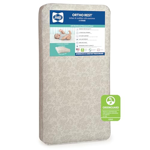 Sealy Ortho Rest Extra Firm Waterproof Baby Crib Mattress & Toddler Bed Mattress, 150 Premium Coils, Orthopedic Airy Comfort, GREENGUARD Air Quality Certified - Made in USA, 52'X28'