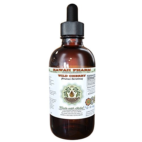 Hawaii Pharm Wild Cherry Alcohol-Free Liquid Extract, Organic Wild Cherry (Prunus Serotina) Dried Bark Glycerite Natural Herbal Supplement, USA 2 fl.oz