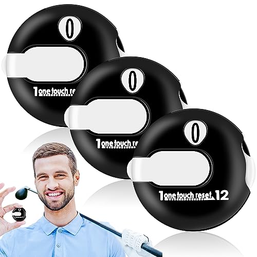 Frienda 3 Pieces Golf Score Counter Mini Golf Stroke Counter with One Touch Reset and Simple Attachment to Scorekeeper Glove in (Black)