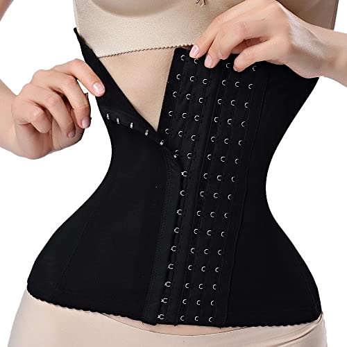 Bkiyougo Waist Trainer Sweat Waist for Women Corset Cincher Body Shaper Girdle Trimmer with Steel Bones Extender for Women's Latex Waist Trainer Long Torso Underbust Corsets Cincher Sport Girdle(B-M)