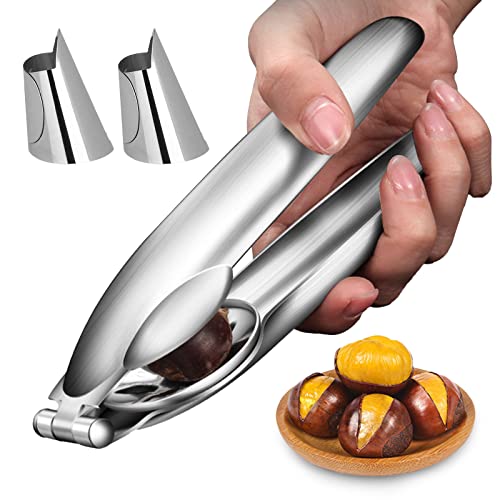 CHAOMIC Chestnut Opener，Nutcracker Chestnut Clip 304 Stainless Steel Chestnut Cutter Tool Kitchen Multifunctional Chestnut Opener Nut Cracker Sheller Walnut Pliers Kitchen Dried Fruit Opener