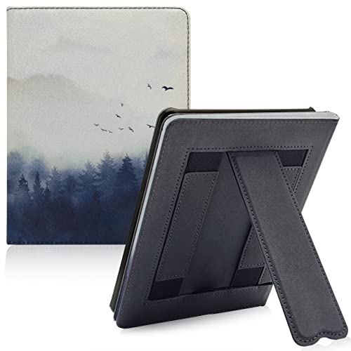 GOVTVA Case for 6.8' Kindle Paperwhite 11th Generation 2021 and Kindle Paperwhite Signature Edition 2021 Released Cover with Auto Sleep/Wake/Double Hand Strap/Stand (Misty Forest)