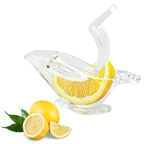 Manual Lemon Juicer, Acrylic Manual Lemon Slice Squeezer, Portable Transparent Fruit Juicer, Elegance Bird Shape, Hand Juicer for Orange Lemon Lime Pomegranate (1 Pack)