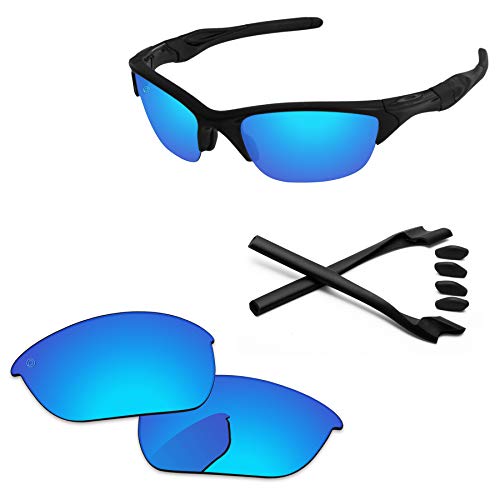 PapaViva Replacement Lenses & Rubber Kits for Oakley Half Jacket 2.0 OO9144 Pro+ Ice Blue Polarized