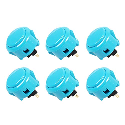 SANWA 6 pcs OBSF-30 Original Push Button 30mm - for Arcade Jamma Video Game & Arcade Joystick Games Console (Blue) S@NWA