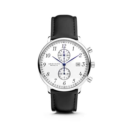 ARMOGAN Regalia - Silvered White C84 - Men's Chronograph Watch Leather Strap