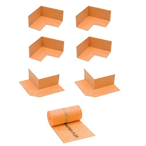 Schluter Systems Kerdi KERECK 4x Inside, 2x Outside Preformed Seamless Corners and Band KEBA 100/125/5M Polyethylene Waterproofing Membrane Strip 4 mil