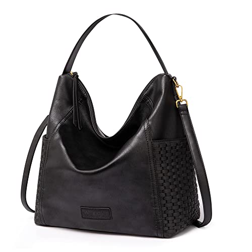 Wrangler Oversized Soft Top Handle Crossbody Purses and Handbags Totes Shoulder Hobo with Hand Woven Textures for Women WG41-918BK