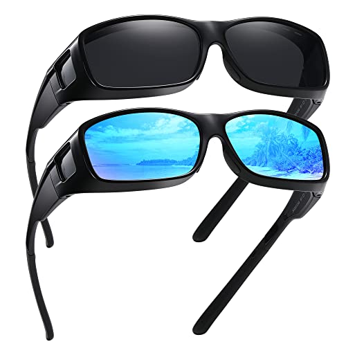 GEGURI Fit Over Glasses Polarized Sunglasses for Men & Women, Stylish Wrap Around Design Sun Glasses 100% UV Protection