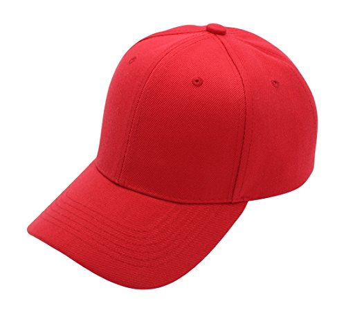 Baseball Cap Hat Men Women - classic adjustable plain blank, RED