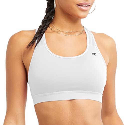 Champion, Compression, Moisture Wicking, High-Impact Sports Bra for Women, White, Medium