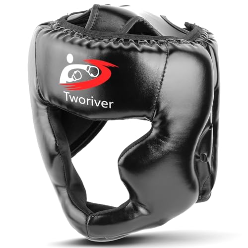Boxing Headgear, One Size Fits All Ages MMA Headgear, Closed Type Boxing Helmet, Sparring MMA Muay Thai Kick Brace (Black, 1 Pack)