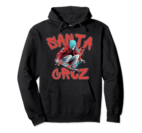 Santa Cruz California Skeleton Skater Santa Cruz Pullover Hoodie