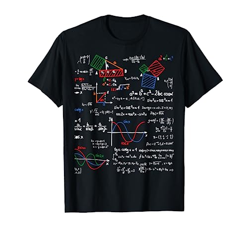 Math T-Shirt Teacher Formulas Cheat Sheet Cool Geek Nerd Tee