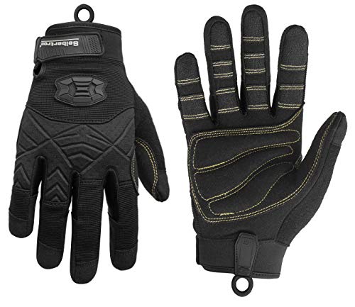 Seibertron Full Finger Padded Palm Lightweight Breathable Climbing Rope Gloves for Climbers, Rock Climbing, Rescue, Adventure, Sailing, Kayaking, Outdoor Sports Black L