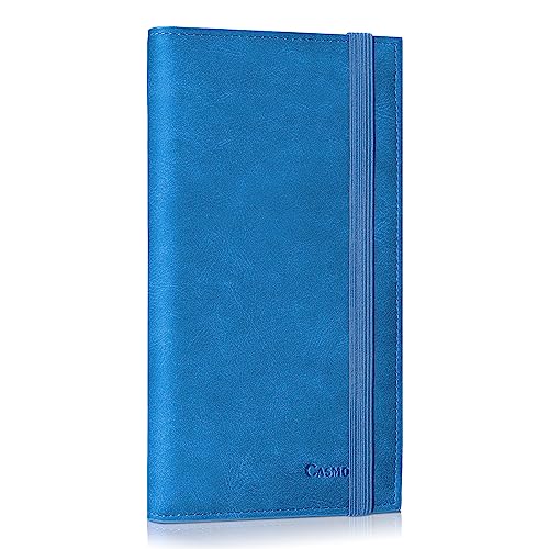 CASMONAL Checkbook Covers for Personal Checkbook Holder RFID Premium Leather Checkbook Cover for Duplicate Checks (Sky Blue)