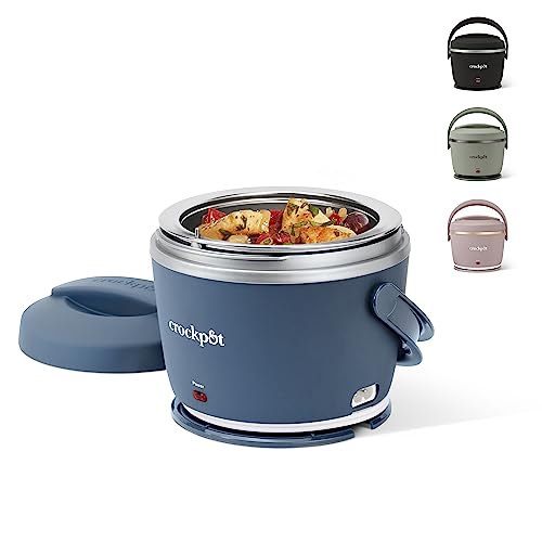 Crock-Pot Electric Lunch Box, Portable Food Warmer for Travel, Car, On-the-Go, 20-Ounce, Faded Blue | Keeps Food Warm & Spill-Free | Dishwasher-Safe | Gifts for Women, Men