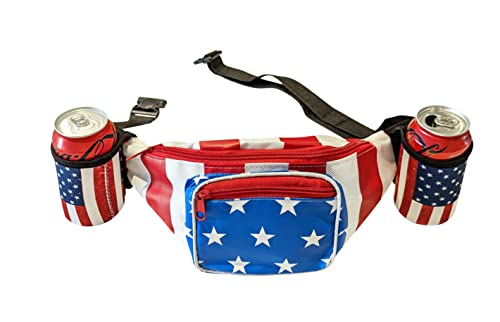 USA Merica Beverage Belt Fanny Pack Holster All American Classic Costume 4th of July, Red