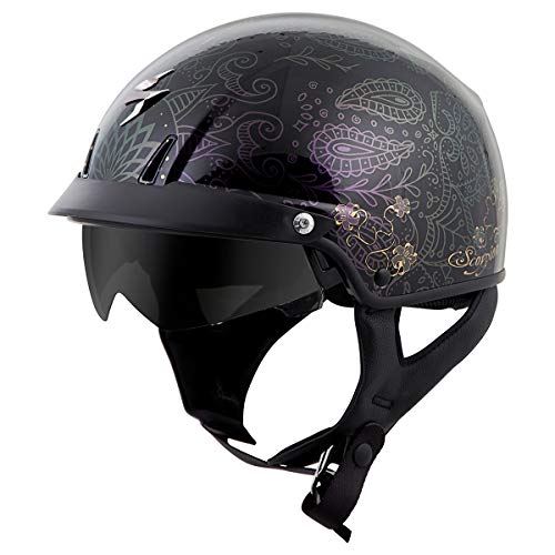 ScorpionEXO EXO-C110 Unisex-Adult Half-Size-Style Azalea Helmet (Black/Gold, Medium)