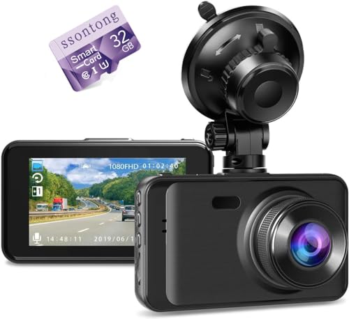 Dash Camera for Car, Dash Cams FHD 1080P Dash Cam Front with 32GB Card, Super Night Vision Dashcam, Dashcams for cars w/WDR Loop Recording G-Sensor Parking Monitor Motion Detection Dashboard Camera