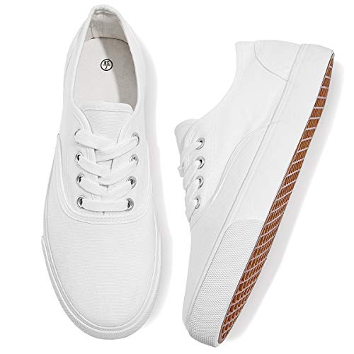 Womens Canvas Shoes Low Cut Canvas Sneakers Walking Running Shoes(White,us7.5)