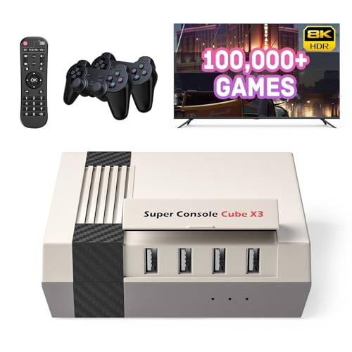 Lutonvia Retro Gaming Console Super Console Cubex3 Built-in 100000+ Games, EmuELEC4.5/Android 9.0/CoreE 3 System in 1, Video Game Console S905X3 Chip, Emulator Console for 8K UHD Output (256G)