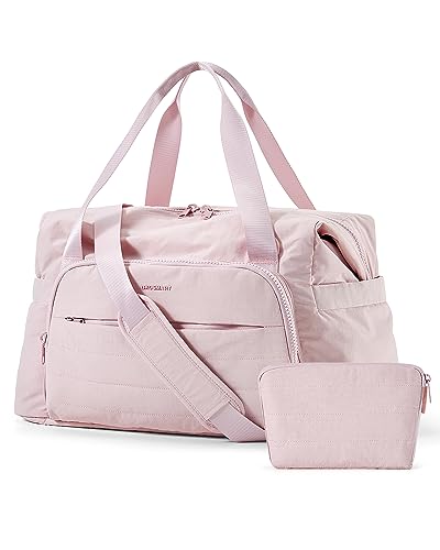 BAGSMART Travel Duffle Bag for Women, Large Carry on Weekender Overnight Bag, Gym Bag with Trolley Sleeve, Personal Item Travel Bag Tote Bag Workout Dance Bag, Pink