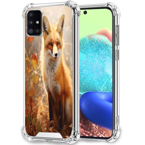 Elgzigok Transparent Case for Samsung Galaxy A71 Fox-aa6 Phone Cover Clear Silicone Protective Case for Samsung Galaxy A71 Shock-Proof Four Corners Reinforced