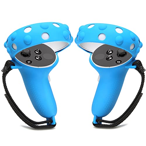 YRXVW Controller Grips Cover for Oculus Quest 2, Silicone Hand Grips Unibody Design with Adjustable Knuckle Strap Compatible with Quest 2 Accessories (Blue)