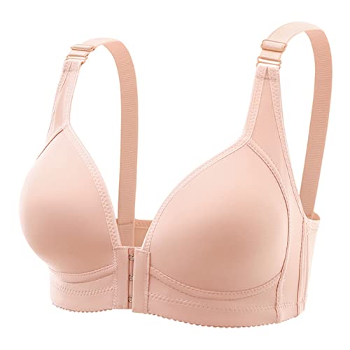 Bras for Ladies Wireless Front Closure Adjustable Bra Full Coverage Push Up Bra Soft Cups Post-Surgery Brassieres Pink